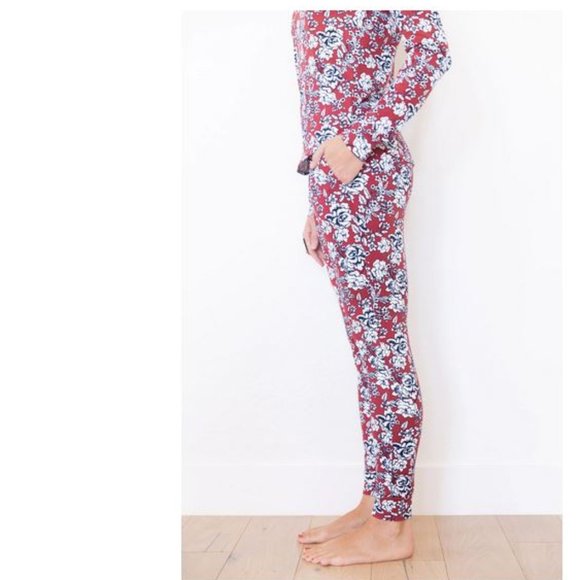 NEW! Cozys Floral Long Sleeve SET in DARK RUST / NAVY FLORAL (S) - Picture 6 of 7